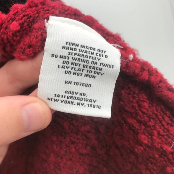 Ruby Rd. Favorites Open Front Long Sleeve Fuzzy Cardigan Sweater Red/black Small - Picture 2 of 5